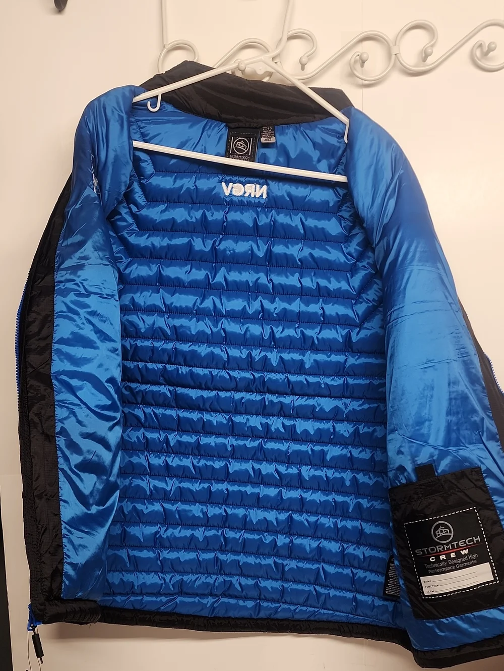 STORMTECH PERFORMANCE CREW mens Black Quilted Puffer Vest w/ Blue Trim SZ XL/TG